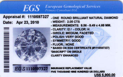 WOW!!! HUGE CERTIFIED 2.05ct ROUND BRILLIANT CUT SPARKLING ENGAGEMENT DIAMOND!!